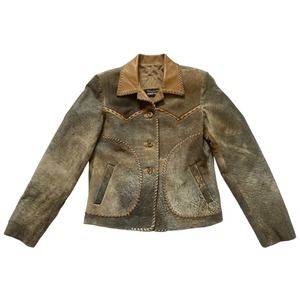 Kemo Sabe Aspen Stitched Leather Hide Western Jacket Women’s Size 6